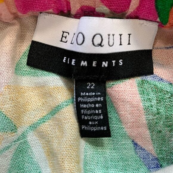 Eloquii Paradiso Print Tie Strap Crop Top Plus 22 Tropical Floral Pink Ruffled - Picture 8 of 10